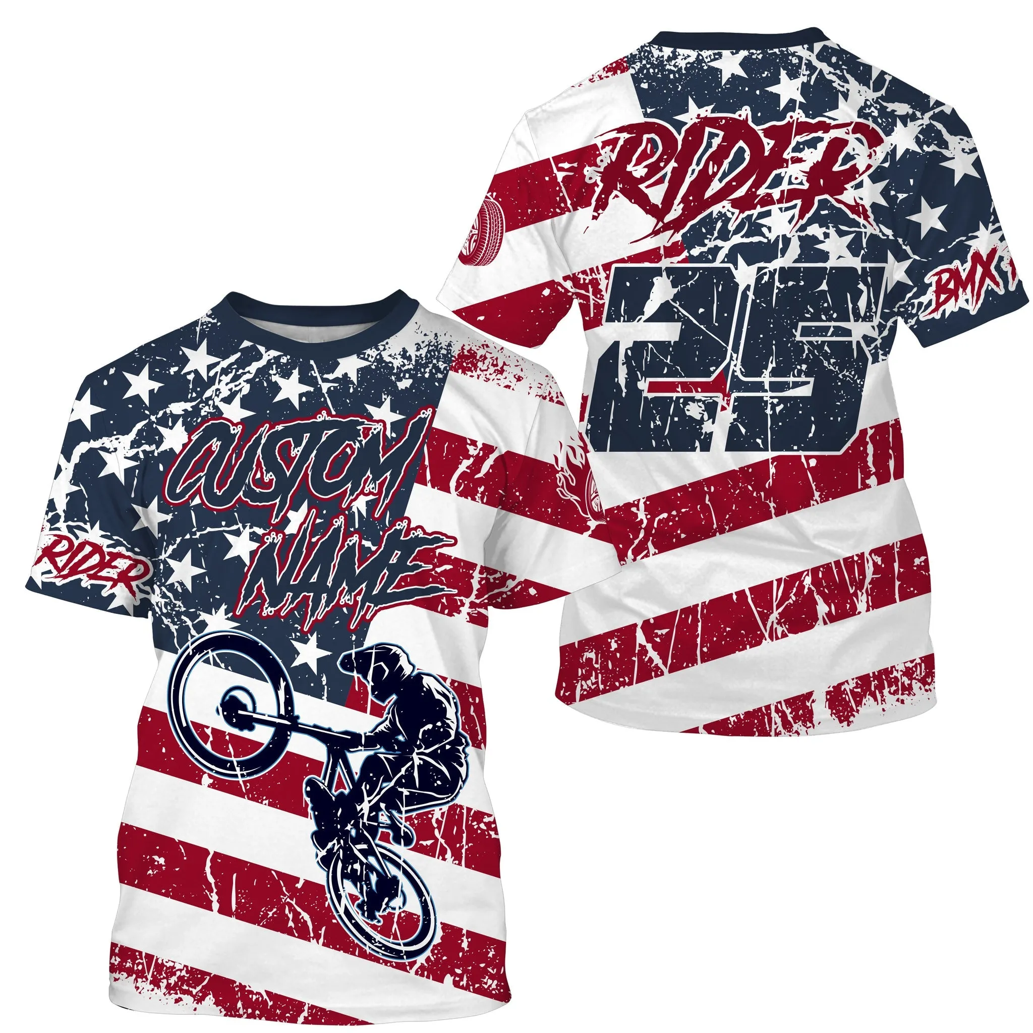 American BMX Racing Jersey Custom Patriotic Freestyle Racewear USA Cycling Long Sleeve Shirt