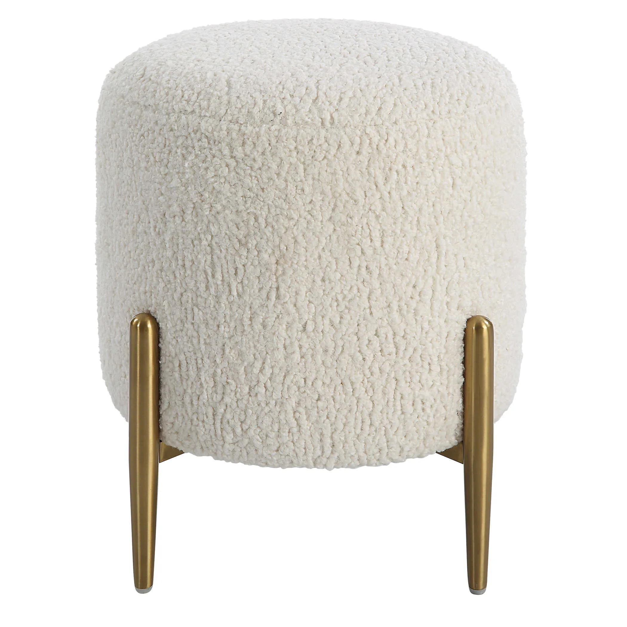 Arlay Faux Shearling Brass Ottoman