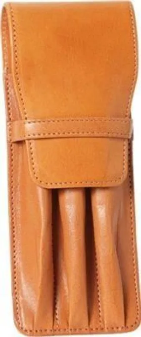 Aston Leather 3 Pen Holder Tan