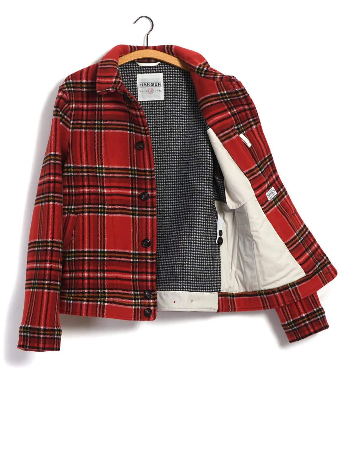 ATLAS | Short Double Face Wool Jacket | Red Check Pepita