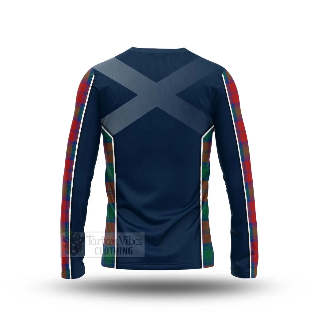 Auchinleck (Affleck) Tartan Long Sleeve T-Shirt with Family Crest and Scottish Thistle Vibes Sport Style