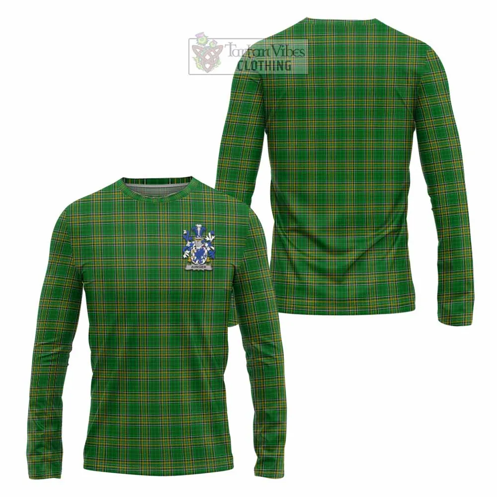 Aungier Irish Clan Tartan Long Sleeve T-Shirt with Coat of Arms