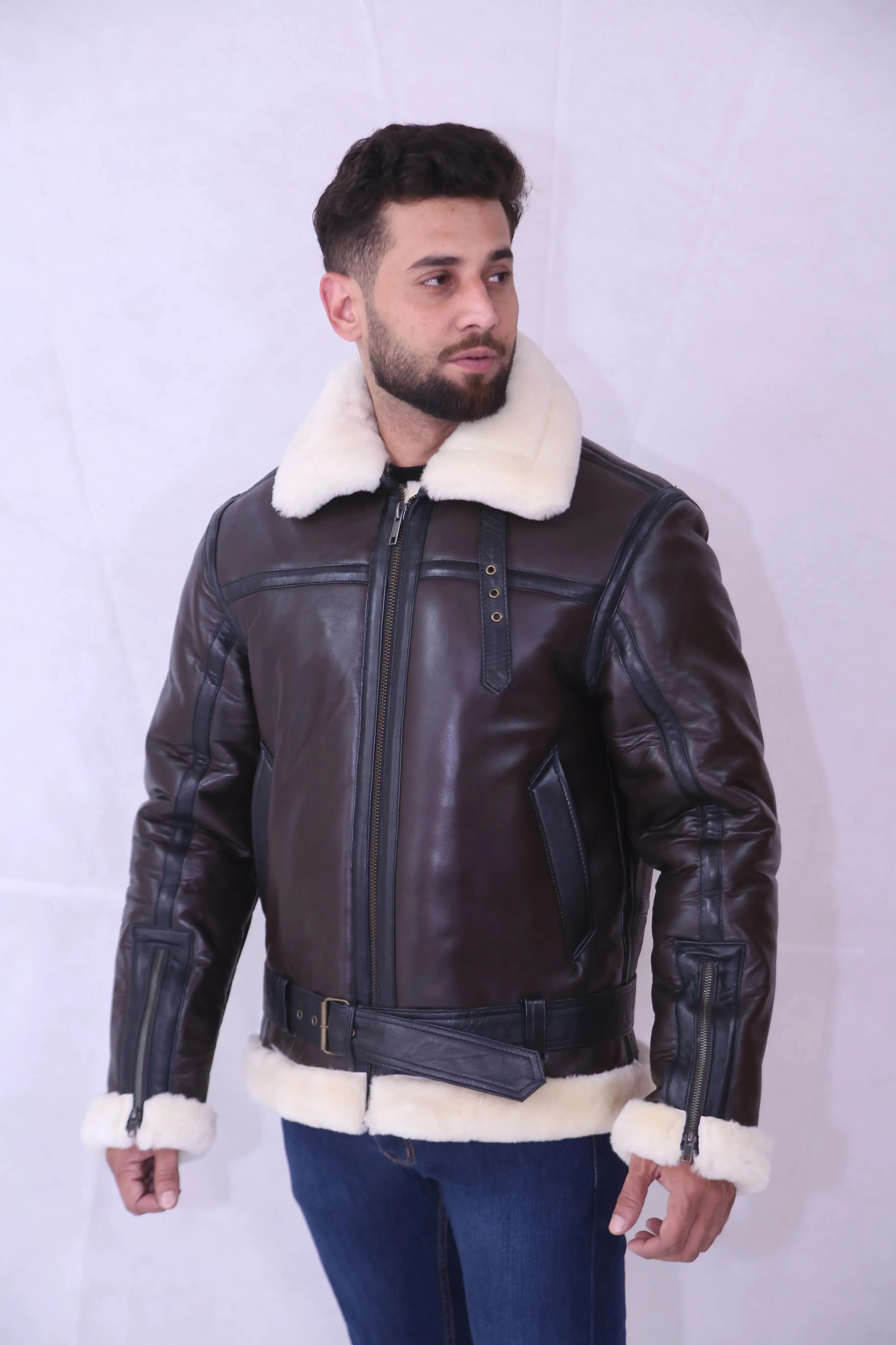 B3 Bomber RAF Aviatot Shearling Leather Jacket