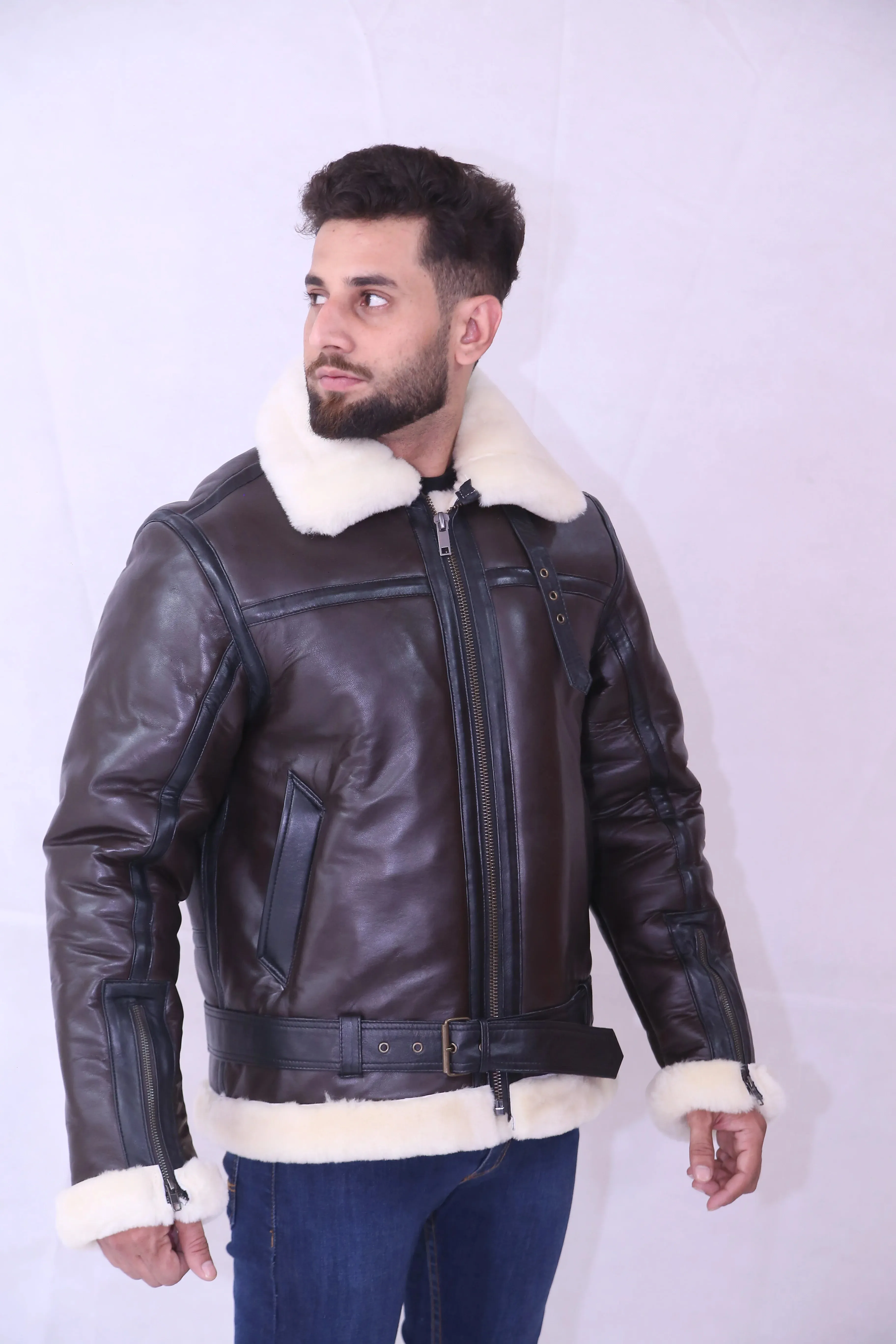 B3 Bomber RAF Aviatot Shearling Leather Jacket