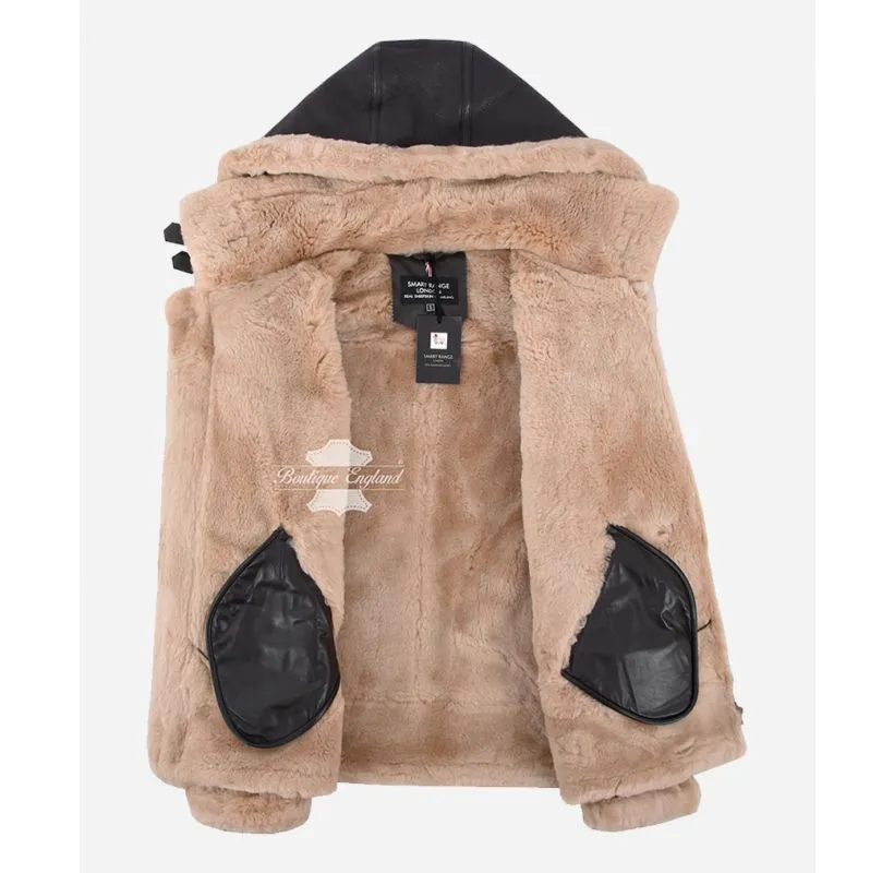 B3 RAF Bomber Shearling Sheepskin Jacket Men's Hooded Shearling Jacket