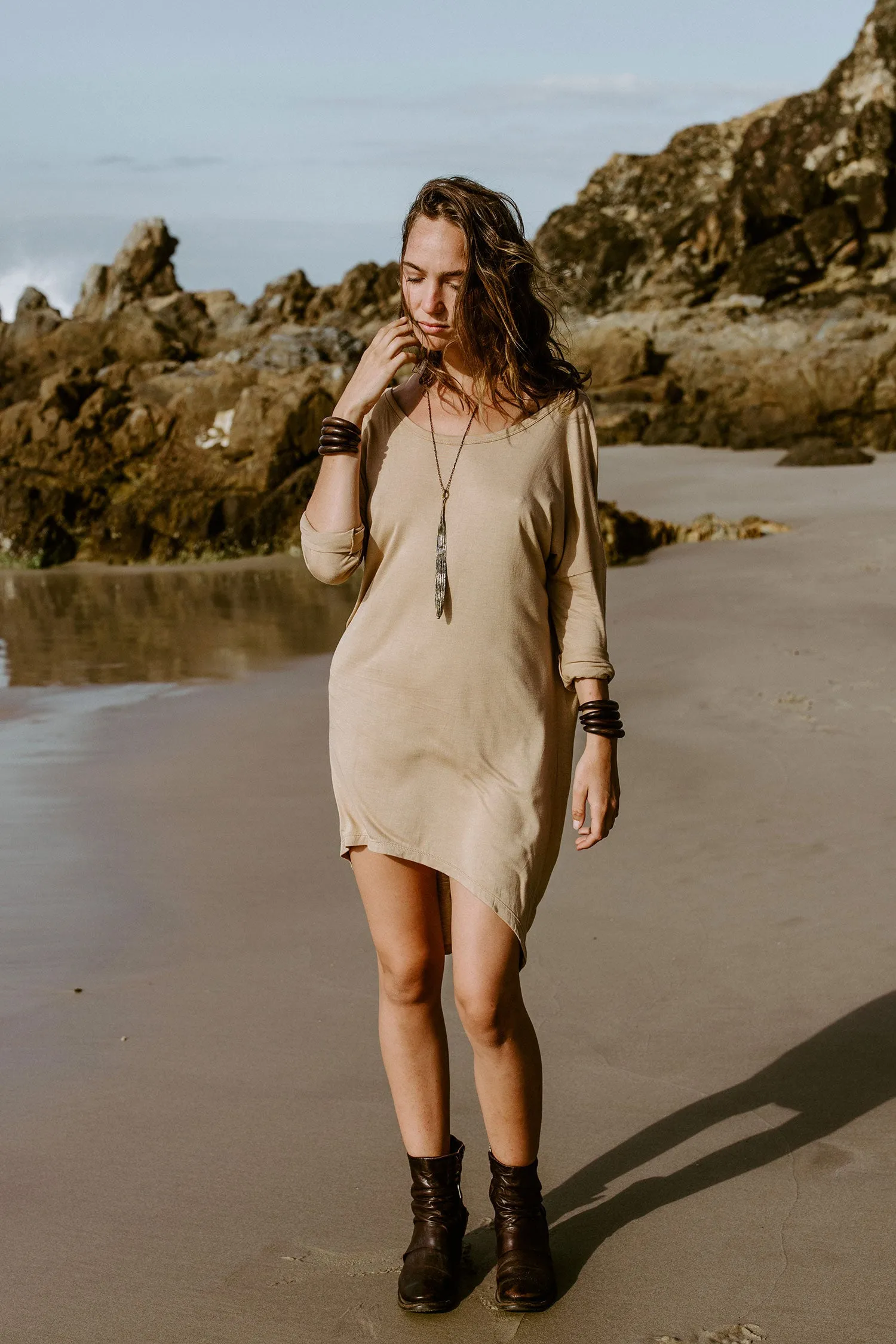 Bamboo Asymmetrical Top - Nude