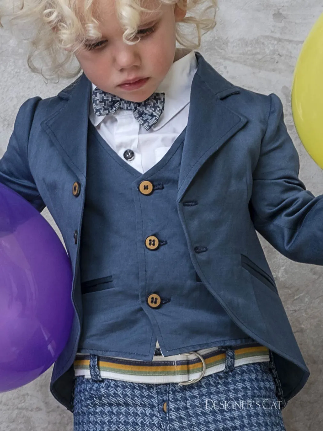 Baptism cotton Jacket for boy - CASTOR Blue