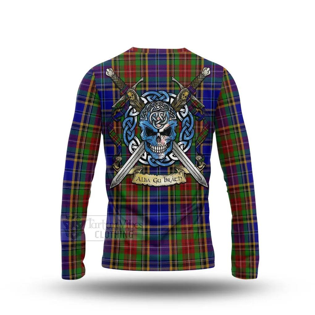 Beattie (Beatty) Tartan Long Sleeve T-Shirt with Family Crest Celtic Skull Style