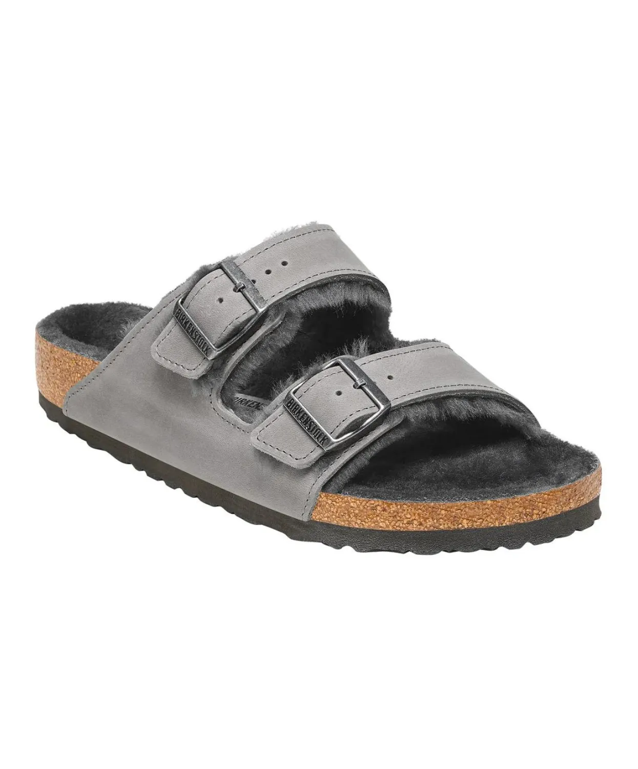 Birkenstock Arizona Oiled Leather Shearling Iron Sandals