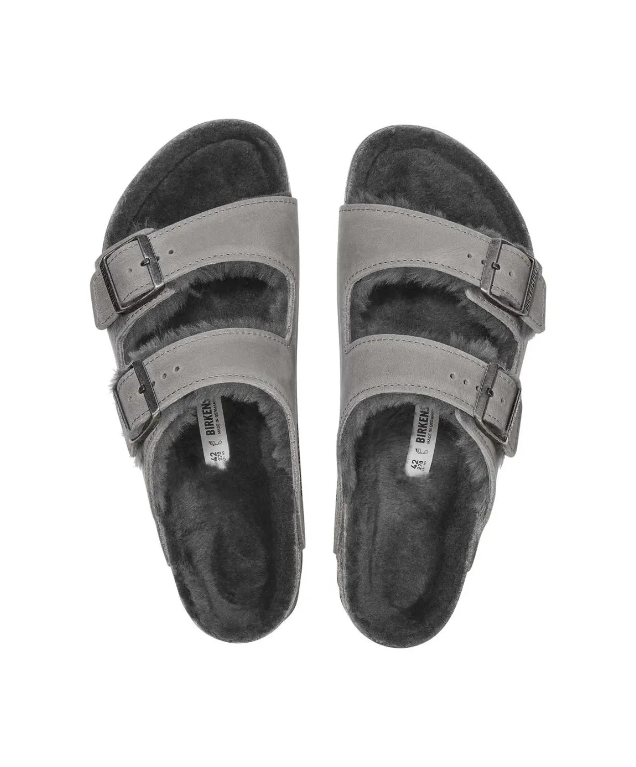 Birkenstock Arizona Oiled Leather Shearling Iron Sandals