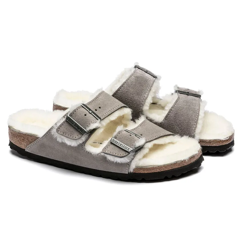 Birkenstock Arizona Shearling Sandal - Stone