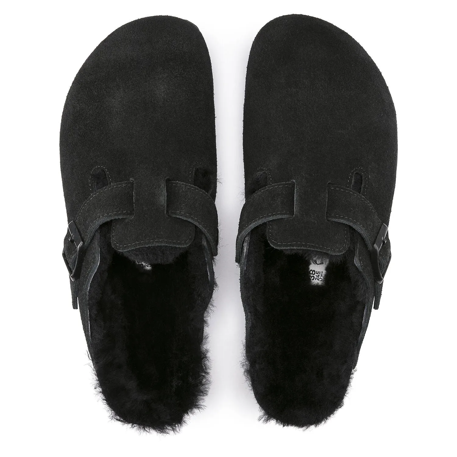 Birkenstock Boston Shearling Suede Leather Black Women's