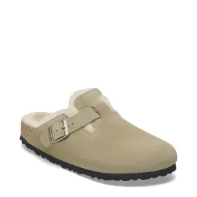 Birkenstock Women's Boston Shearling Suede Leather Clog (Taupe)