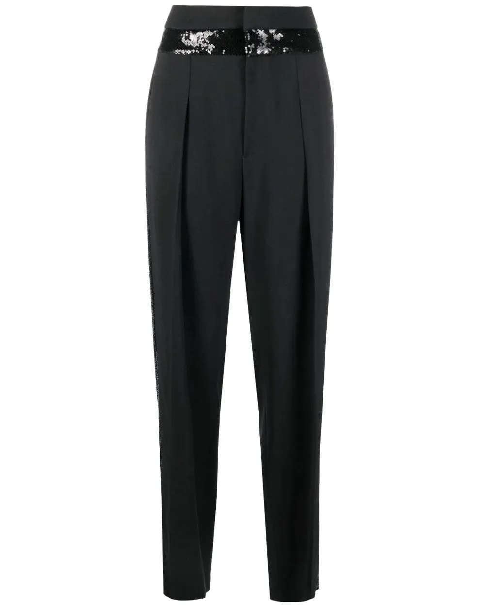 Black Paillette High Waist Trouser