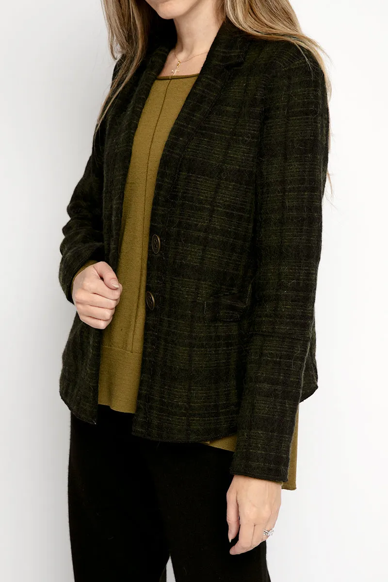 Blazer Jacket in Green and Black Plaid