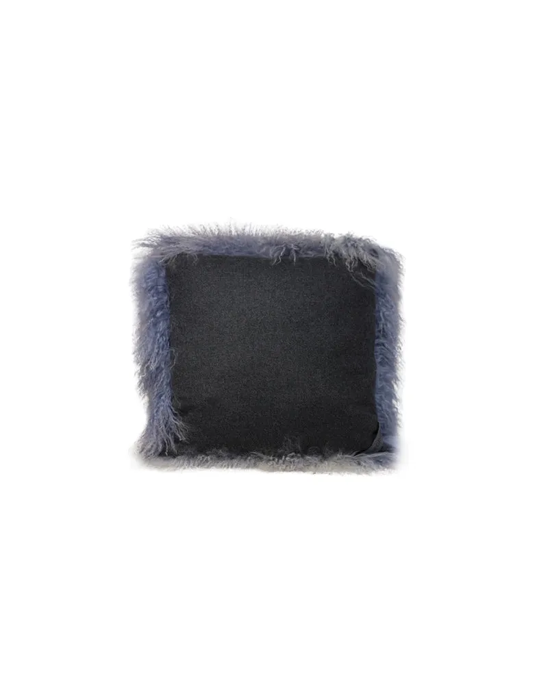 Blue Frosted Curly Shearling Pillow