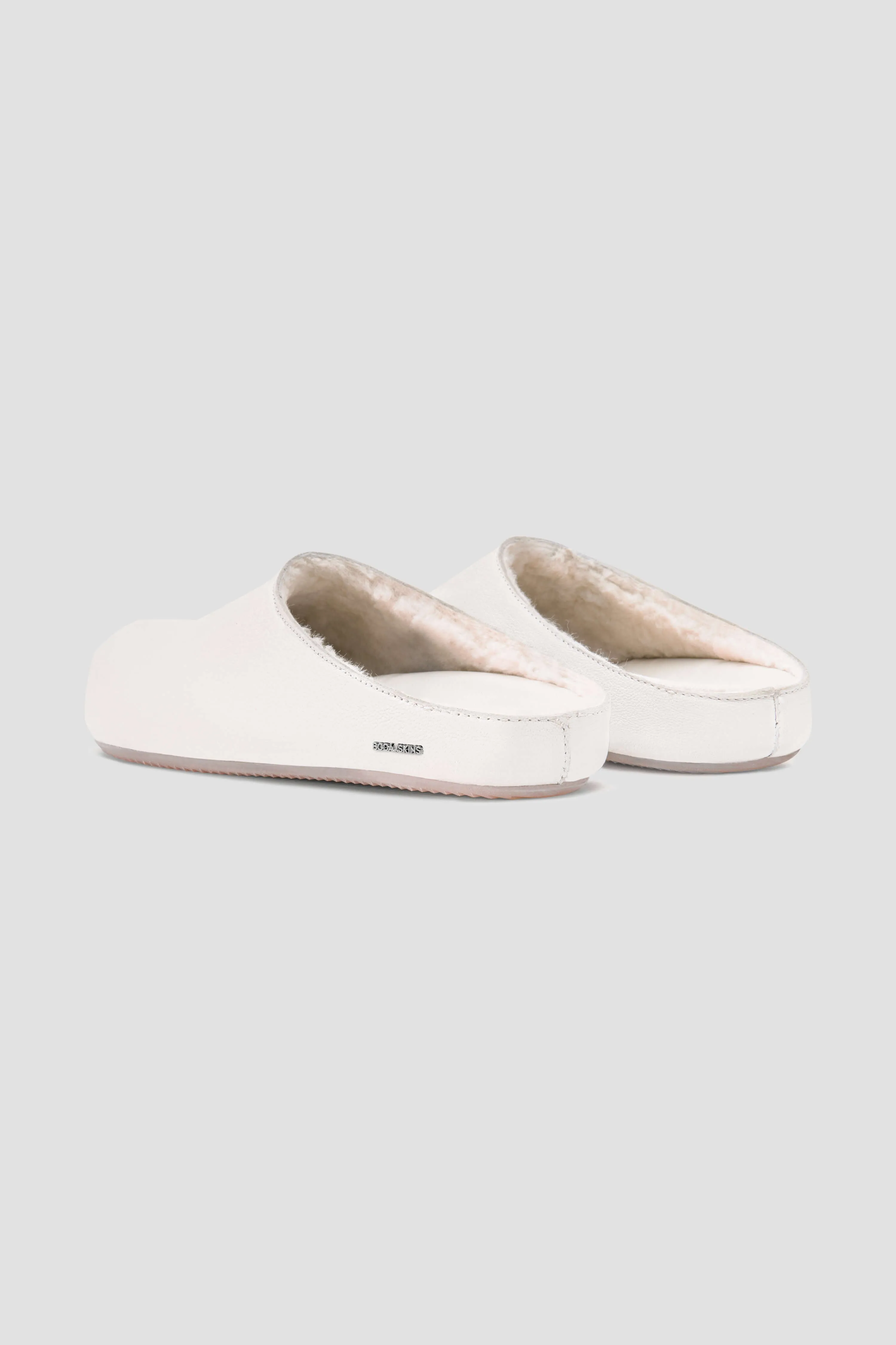 BODA Shearling Mules: Skull White