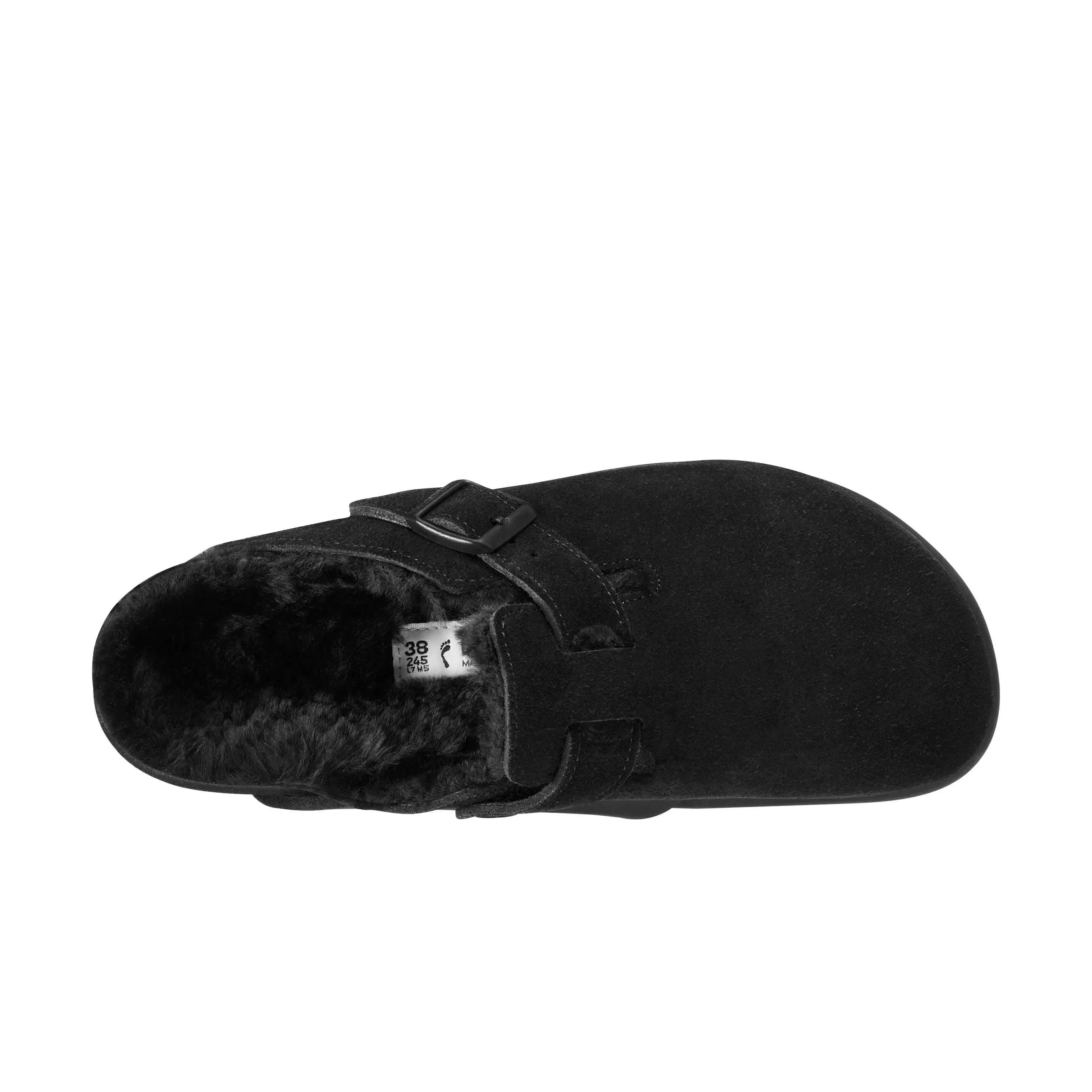 Boston Shearling Black Suede Leather/Shearling