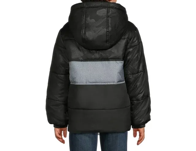 Boys Hooded Long Sleeve Color block Winter Puffer Padded Jacket