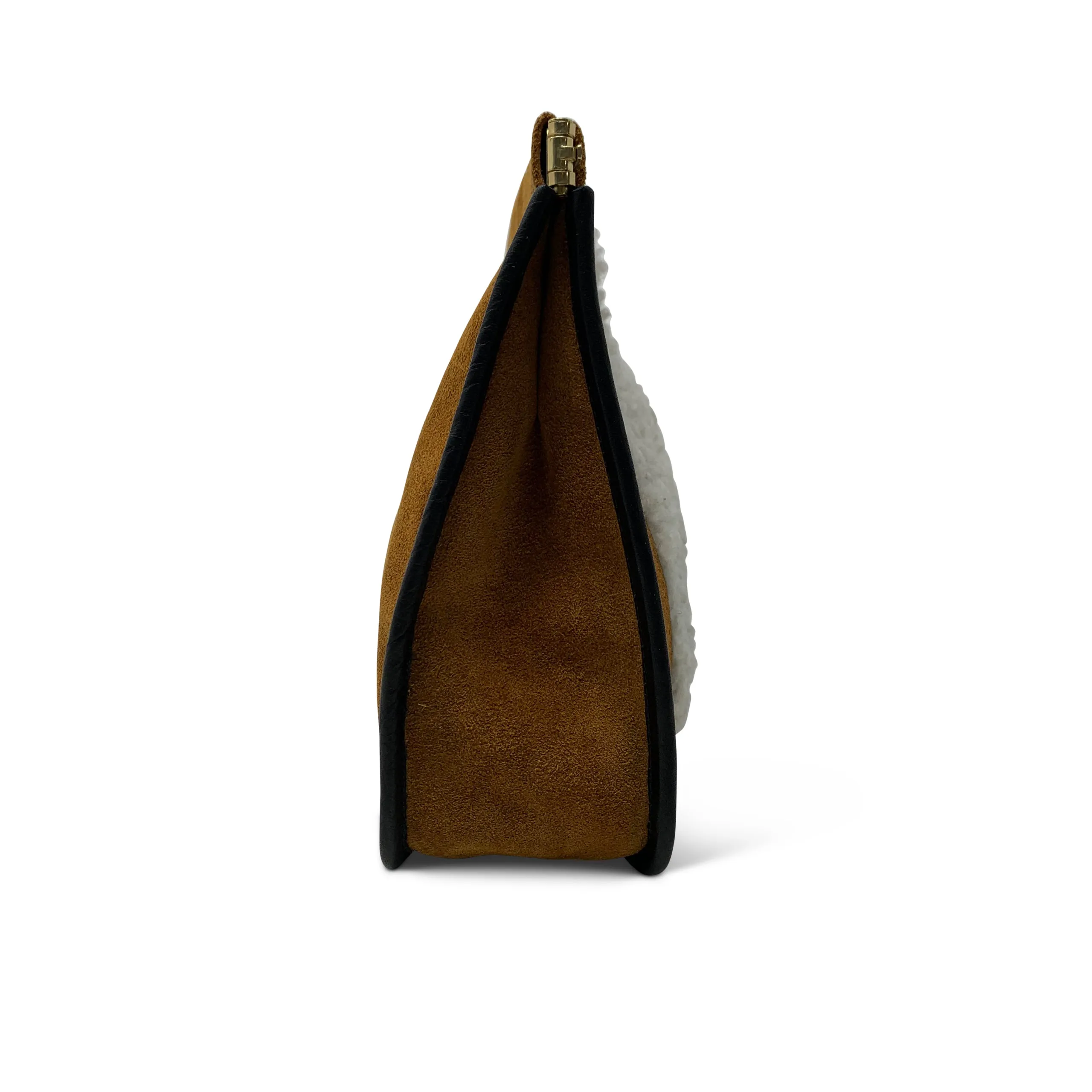 Burnt Sienna and Shearling Snap Clutch