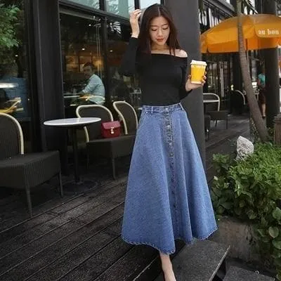 Button-Down Denim Skirt