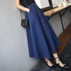 Button-Down Denim Skirt