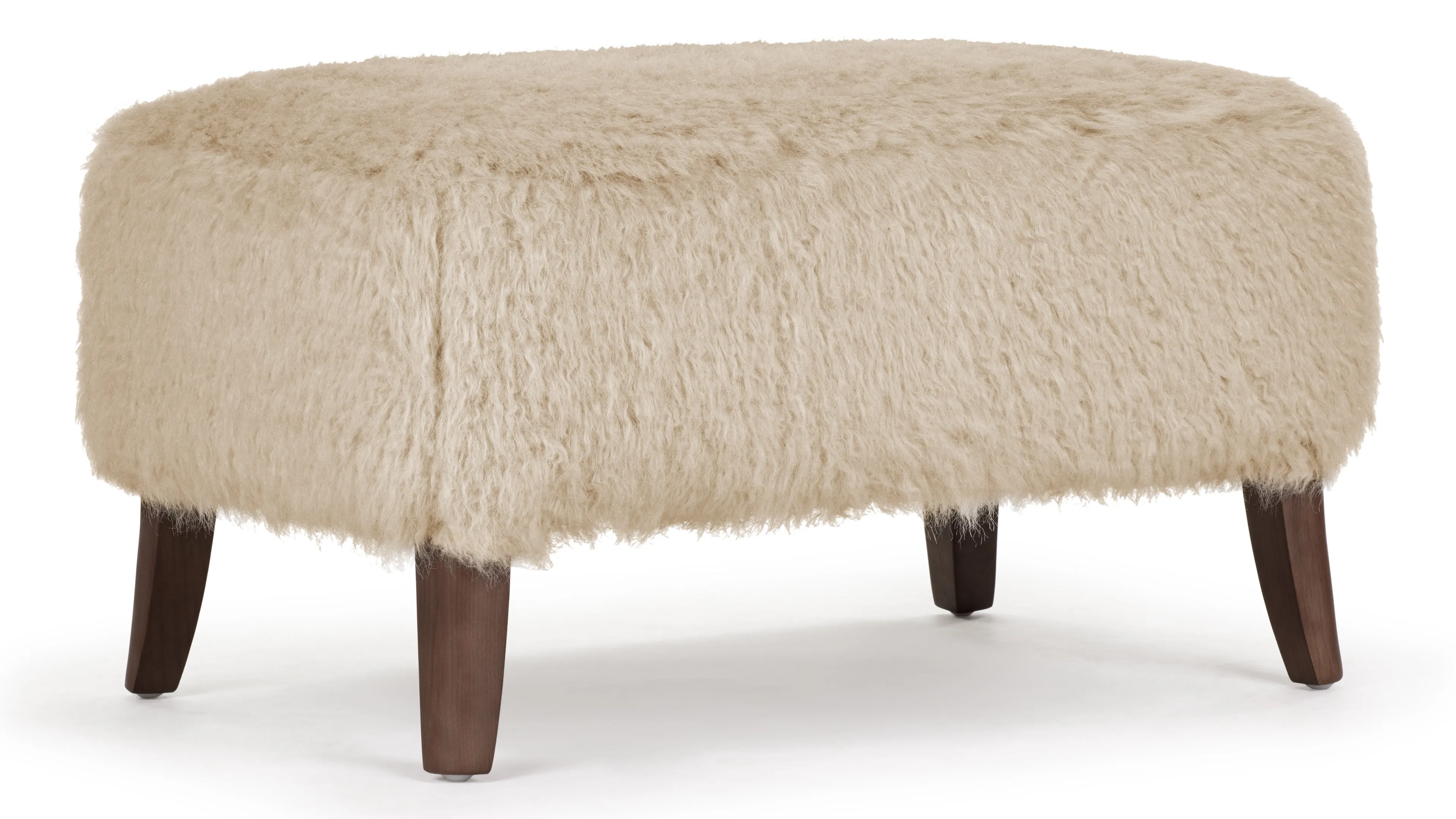 Cabana - Cabana Ottoman, Almond Long Hair Sherpa and Walnut