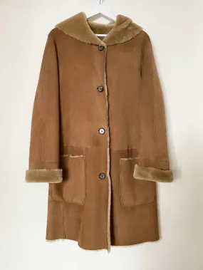 Cappuccino Hooded Merino Shearling Car Coat