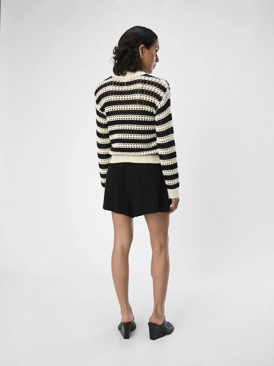 Charlie Open Weave Jumper (Sandshell/ Black)