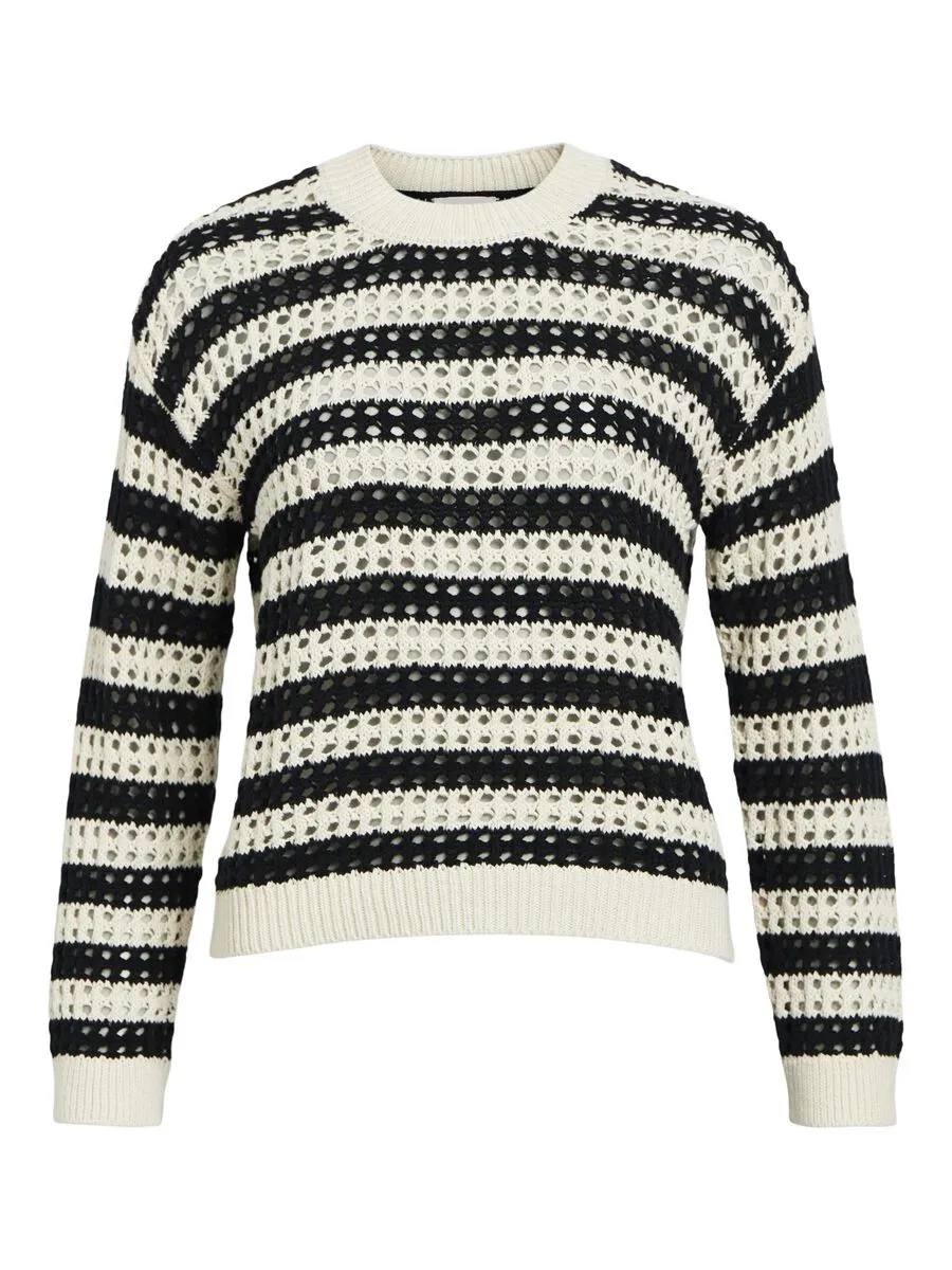 Charlie Open Weave Jumper (Sandshell/ Black)