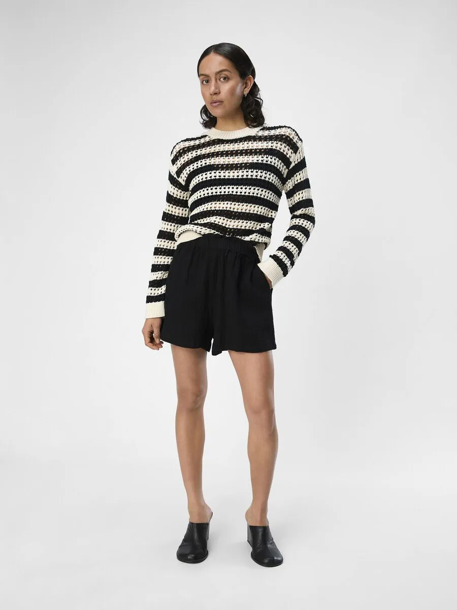 Charlie Open Weave Jumper (Sandshell/ Black)