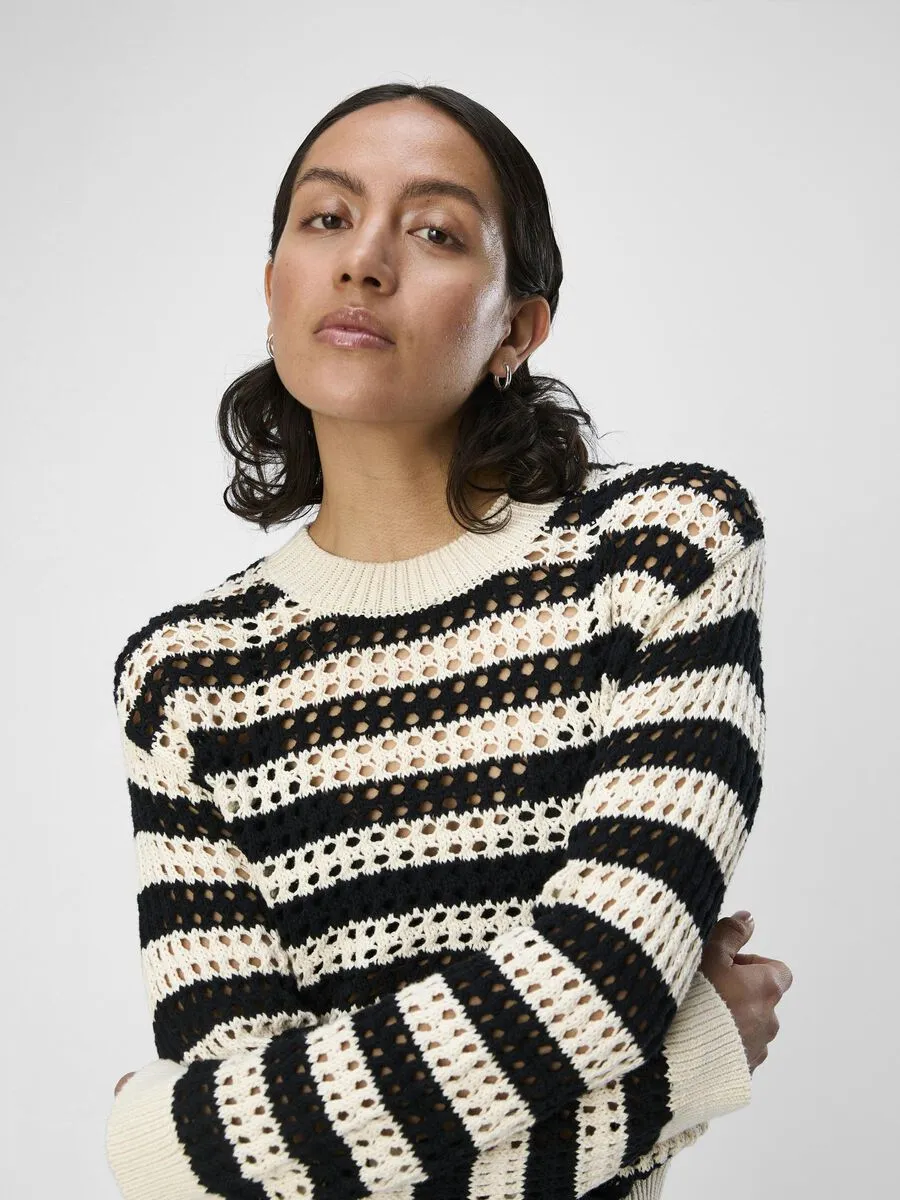 Charlie Open Weave Jumper (Sandshell/ Black)