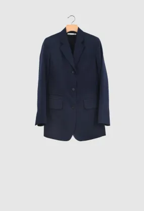 CHOPIN - Organic Wool Gabardine Three Button Blazer Jacket in Navy