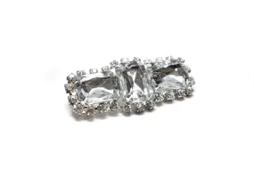 Chunky Rectangular Rhinestone Brooch with Pin 2.50" x 1" - 1 Piece