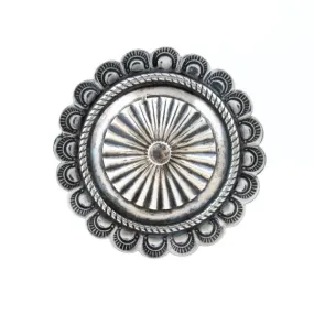 Chunky Silver 1950's Concho Brooch