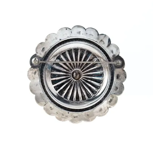 Chunky Silver 1950's Concho Brooch