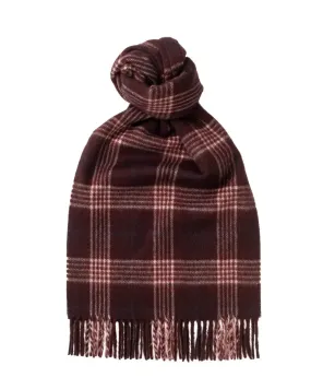 Claret, Cream and Navy 100% Cashmere House Check Scarf