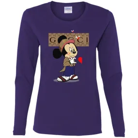 Couple Gucci Mickey Tshirt Valentine's Day Women Long Sleeve Shirt