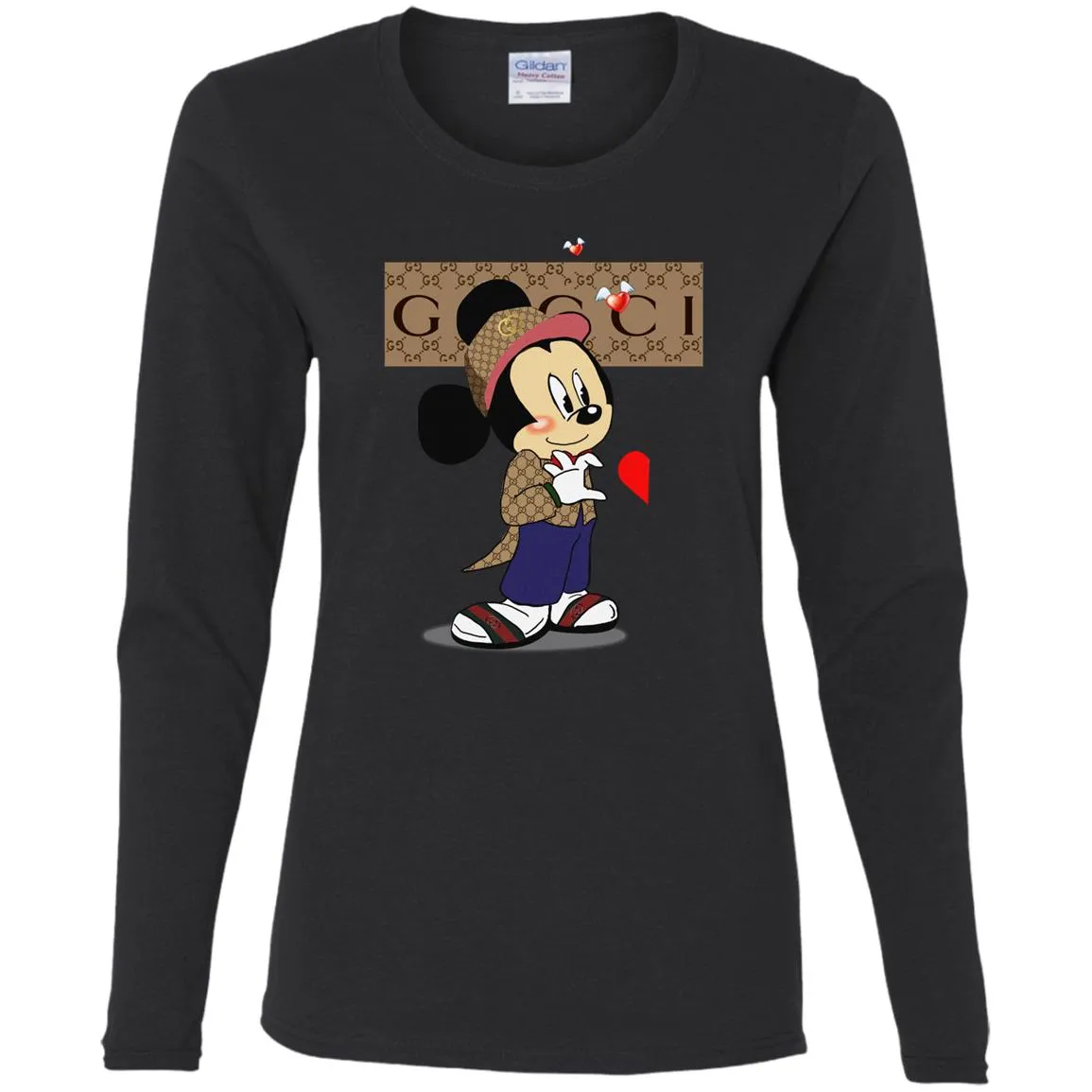 Couple Gucci Mickey Tshirt Valentine's Day Women Long Sleeve Shirt