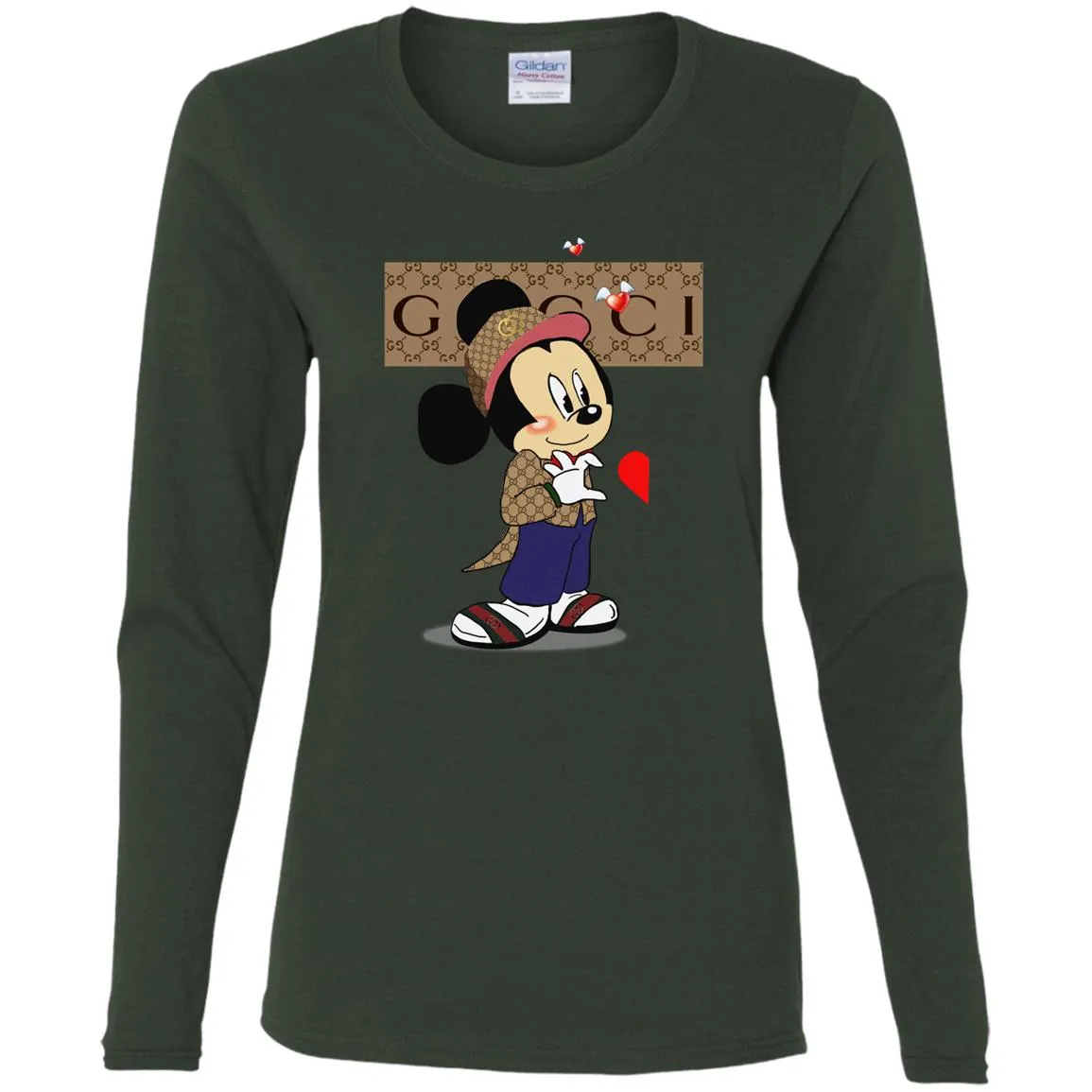 Couple Gucci Mickey Tshirt Valentine's Day Women Long Sleeve Shirt