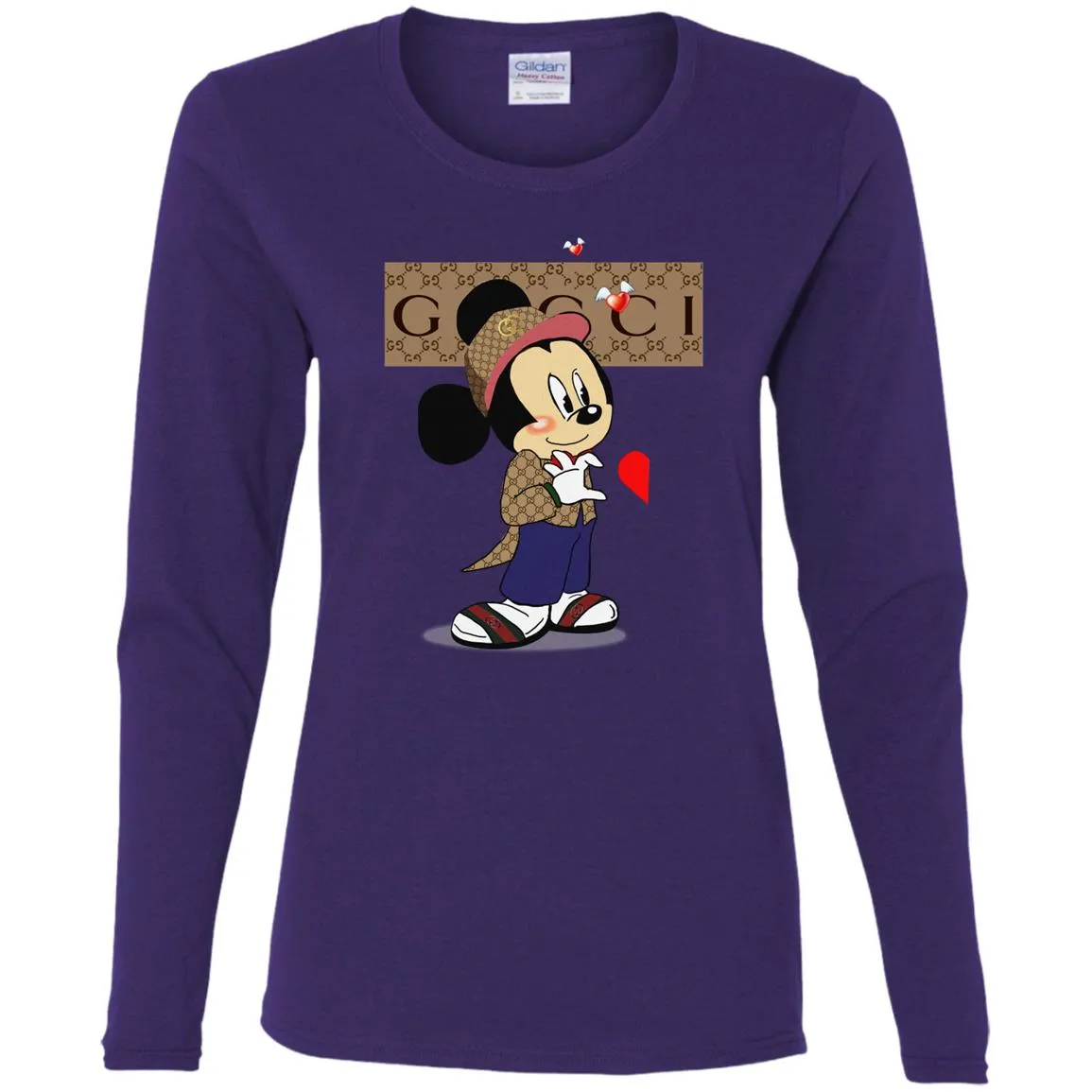 Couple Gucci Mickey Tshirt Valentine's Day Women Long Sleeve Shirt