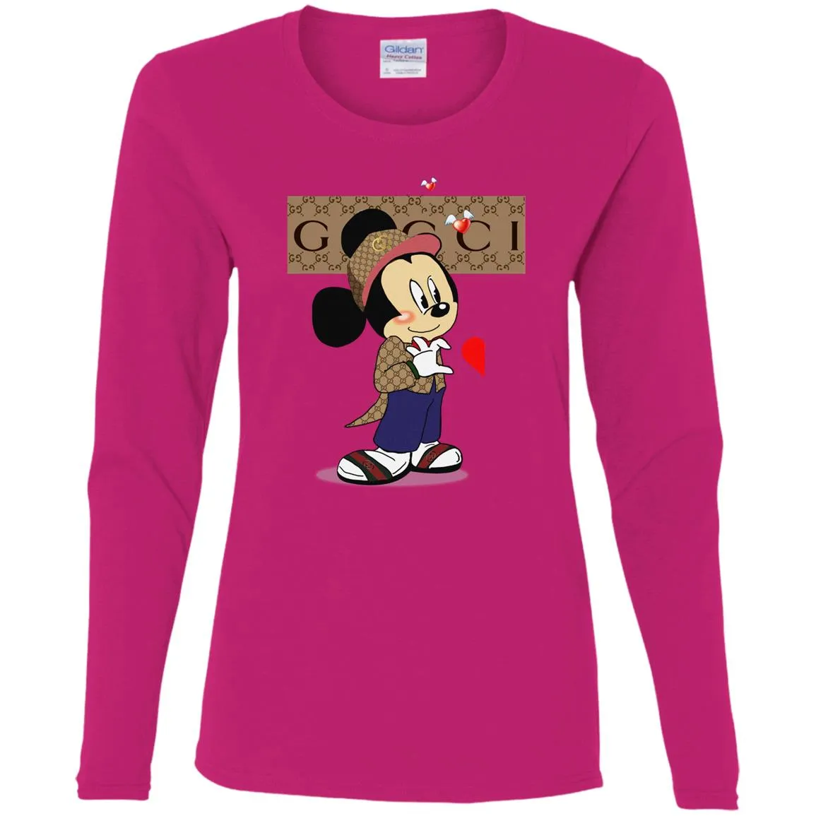 Couple Gucci Mickey Tshirt Valentine's Day Women Long Sleeve Shirt