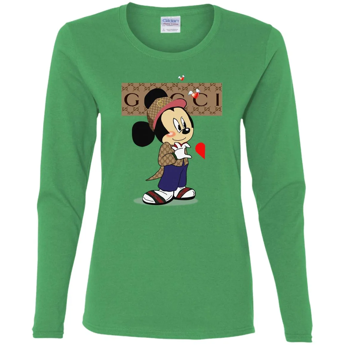 Couple Gucci Mickey Tshirt Valentine's Day Women Long Sleeve Shirt