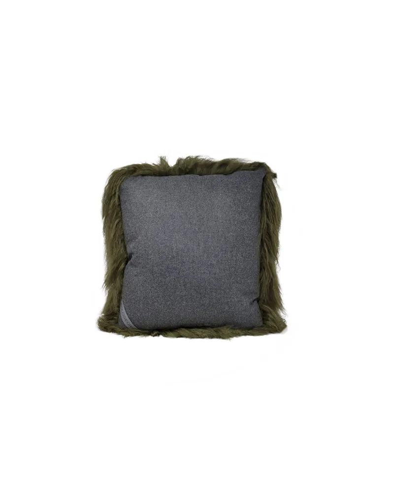 Curly Shearling Pillow in Green