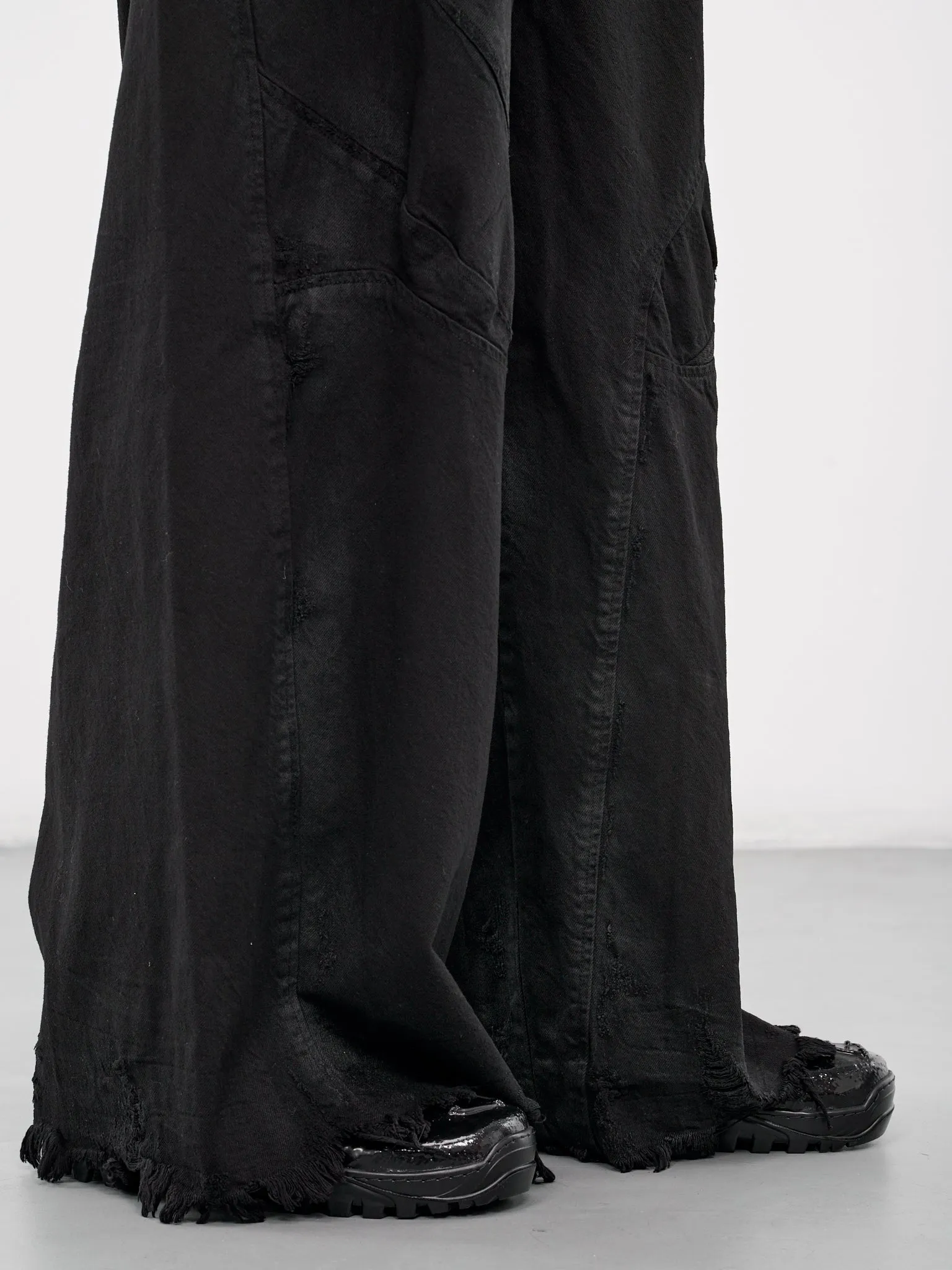 Distressed Wide Leg Trousers (877PAM13-BD-BLACK)