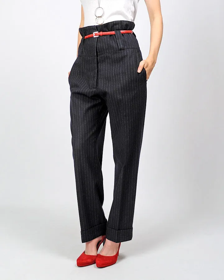 DRIES VAN NOTEN Cashmere Pinstriped Trousers