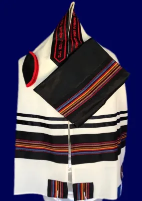 Elegant Cotton Tallit With Multicolored Design