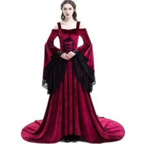 Elegant Vintage Long Sleeve Gothic Mix Dress Dress