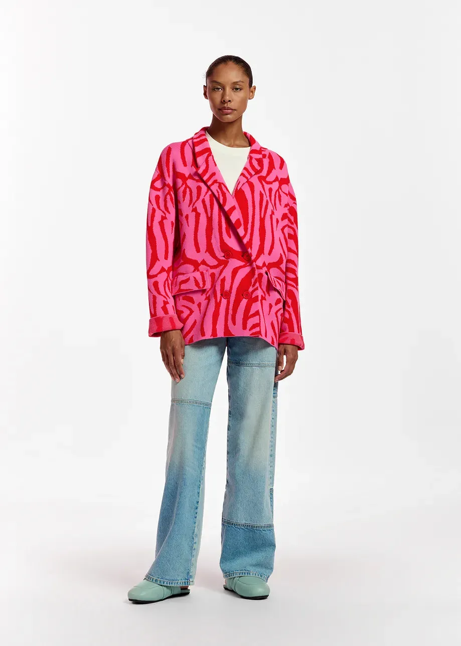 Essentiel Antwerp Figer Knitted Jacket in Pink and Red