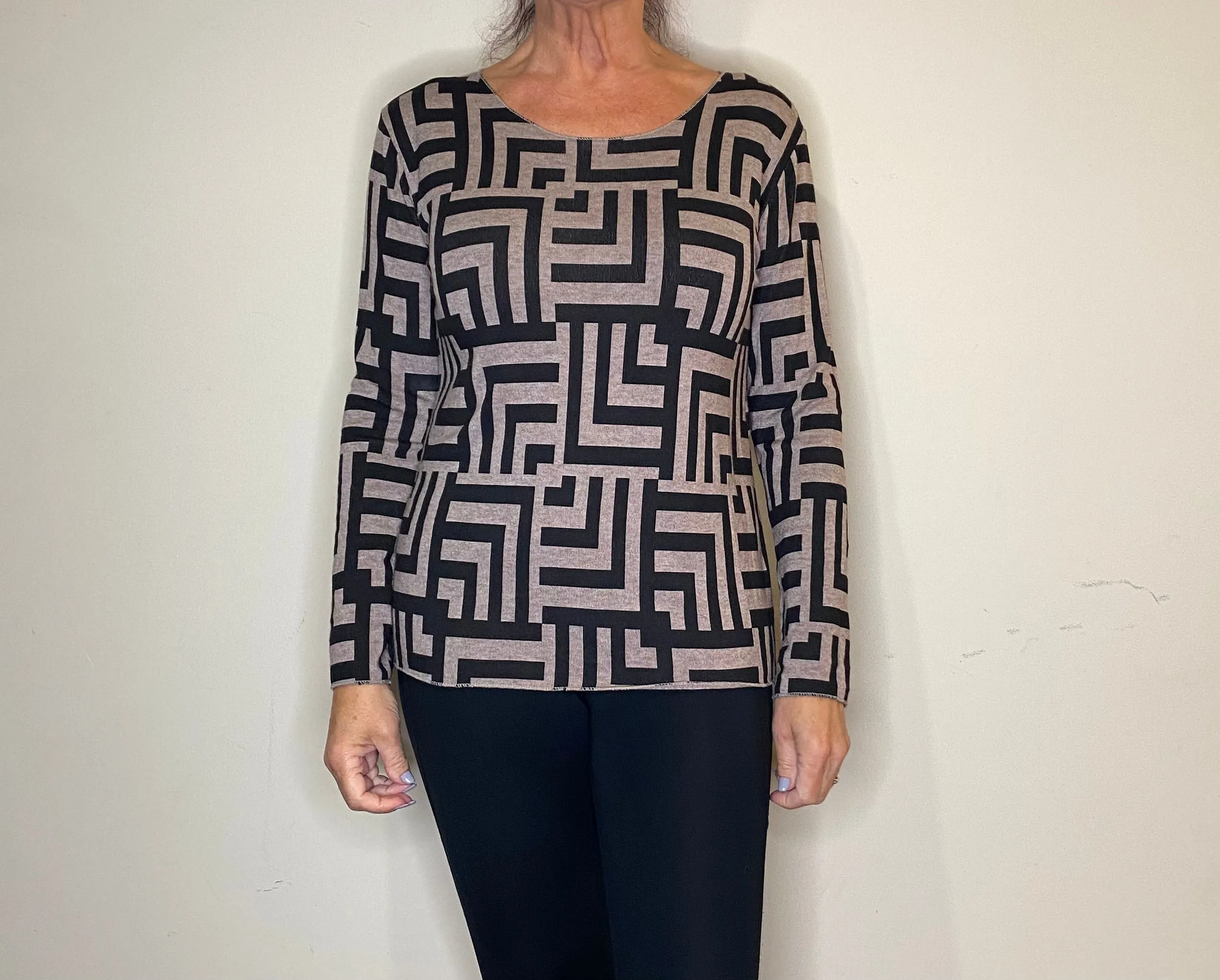 Fern Designer Styled Print Round Neck Angora Jumper (4 Colours)